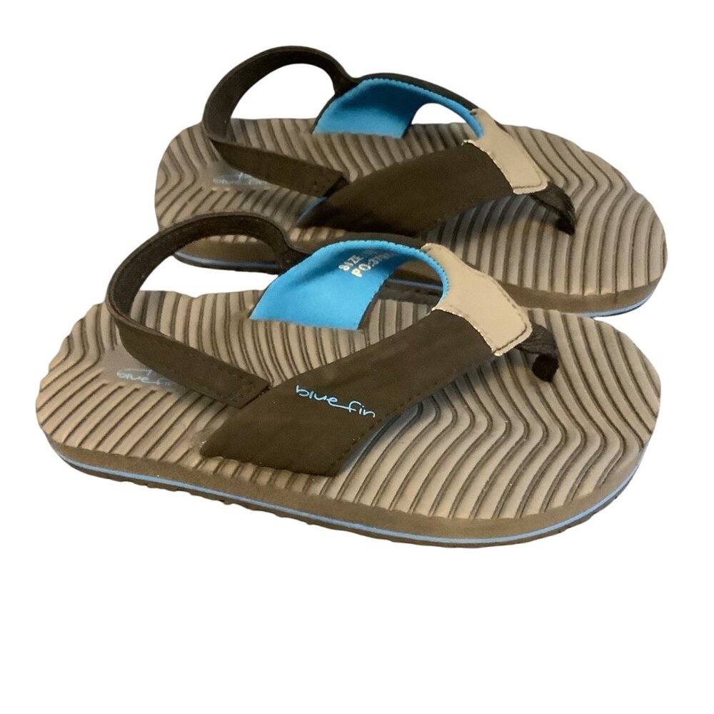 Toddlers Blue‎ Fin Sandals Size 10 Slip-On Soft Flex Sole Black & Gray NEW